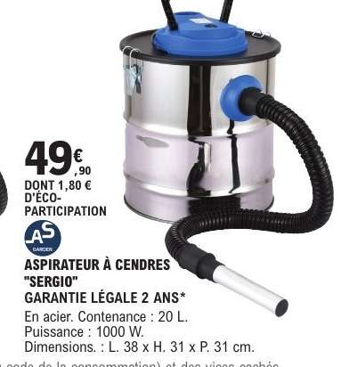 ASPIRATEUR À CENDRES "SERGIO"