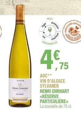 VIN D'ALSACE SYLVANER HENRI ERHART «RÉSERVE PARTICULIÈRE»