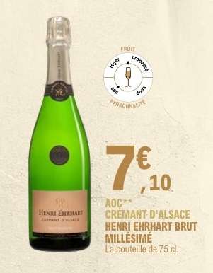 AOC** CRÉMANT D'ALSACE HENRI EHRHART BRUT MILLÉSIMÉ