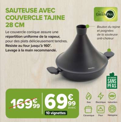 SAUTEUSE AVEC COUVERCLE TAJINE 28 CM