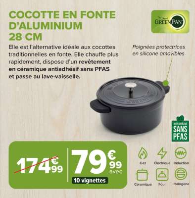 COCOTTE EN FONTE D'ALUMINIUM 28 CM