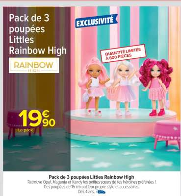 Pack de 3 poupées Littles Rainbow High