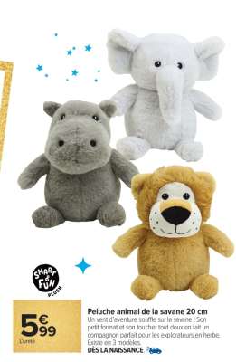 Peluche animal de la savane 20 cm