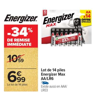 Lot de 14 piles Energizer Max AA/LR6