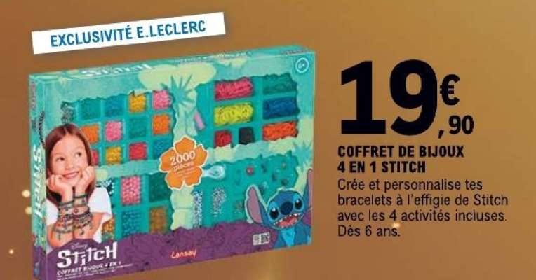 COFFRET DE BIJOUX 4 EN 1 STITCH