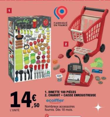 Dinette 100 pièces / Chariot + Caisse Enregistreuse