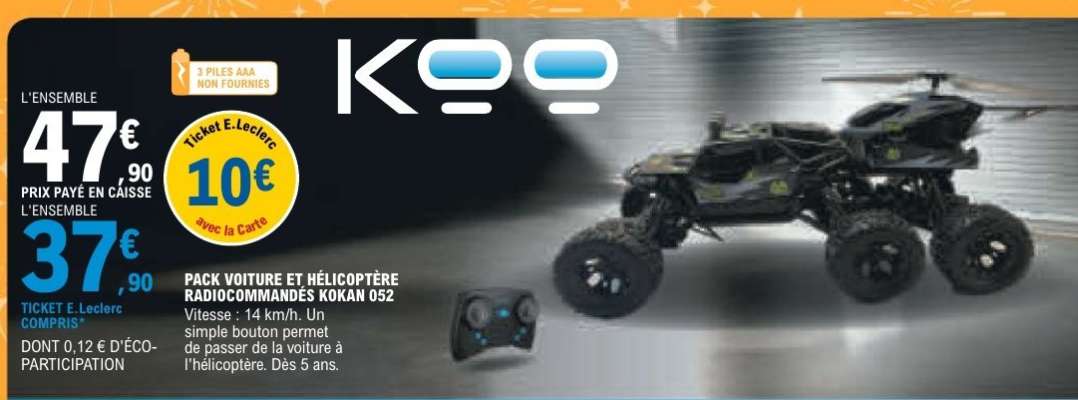 PACK VOITURE ET HÉLICOPTÈRE RADIOCOMMANDÉS KOKAN 052