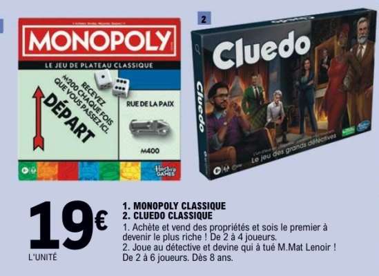 MONOPOLY CLASSIQUE / CLUEDO CLASSIQUE