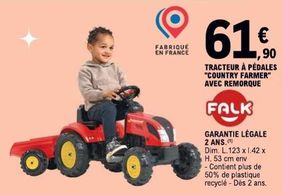 TRACTEUR À PÉDALES "COUNTRY FARMER" AVEC REMORQUE