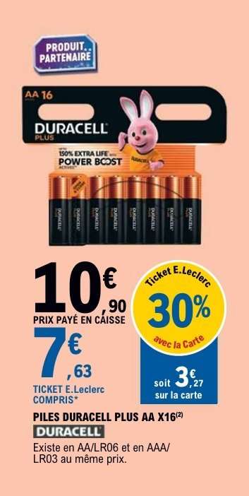 PILES DURACELL PLUS AA X16