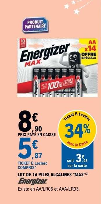 LOT DE 14 PILES ALCALINES "MAX"