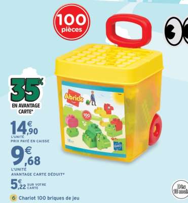 Chariot 100 briques de jeu