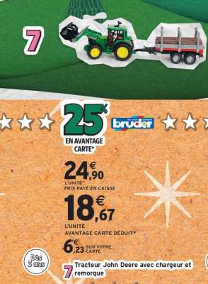 Tracteur John Deere avec chargeur et remorque