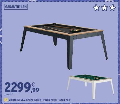 Billard STEEL Chêne Sablé