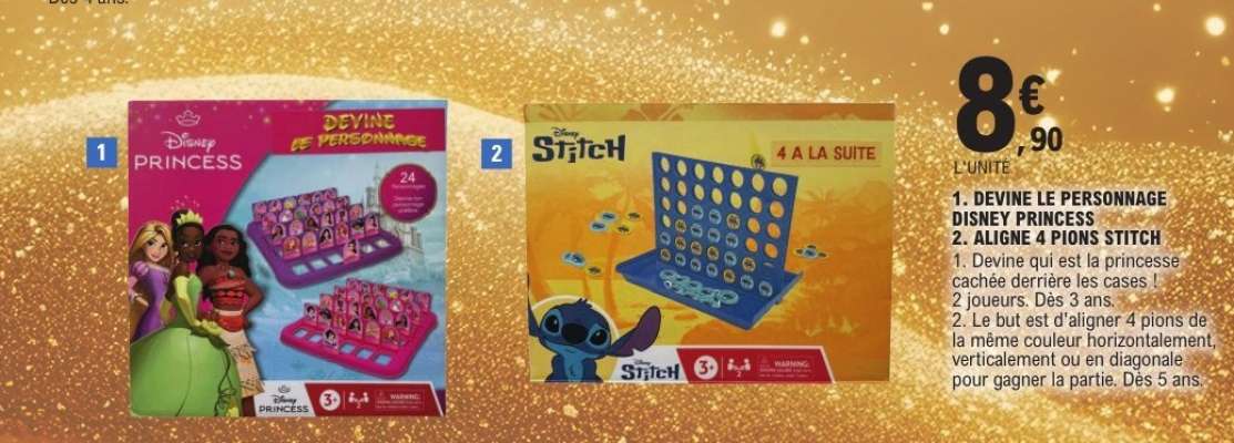 1. DEVINE LE PERSONNAGE DISNEY PRINCESS / 2. ALIGNE 4 POINTS STITCH