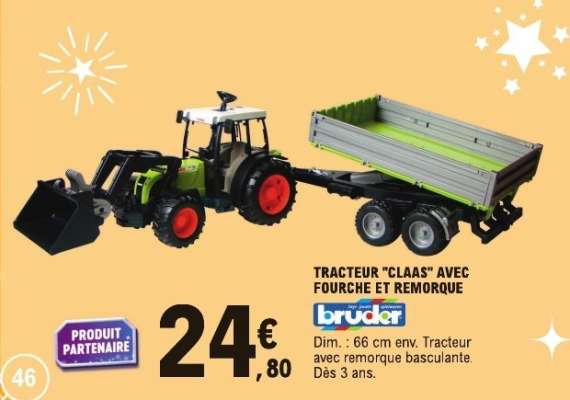 TRACTEUR 'CLAAS' AVEC FOURCHE ET REMORQUE