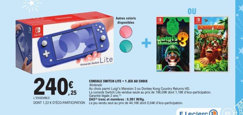 CONSOLE SWITCH LITE + 1 JEU AU CHOIX