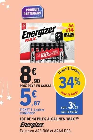 LOT DE 14 PILES ALCALINES "MAX"