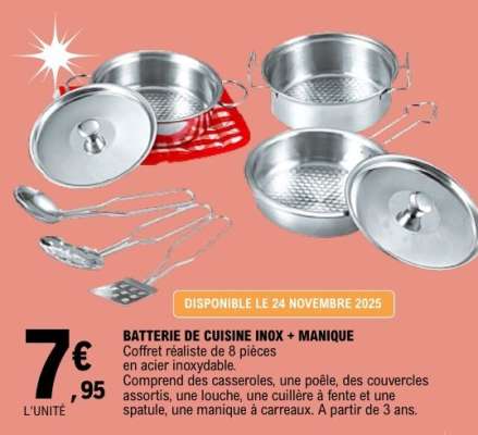 BATTERIE DE CUISINE INOX + MANIQUE