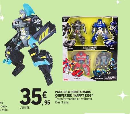 PACK DE 4 ROBOTS MARS CONVERTER “HAPPY KIDS”