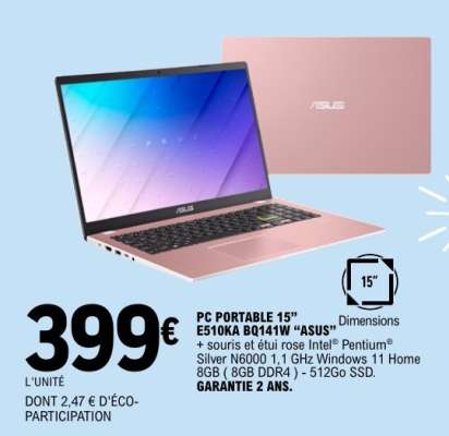 PC PORTABLE 15” E510KA BQ141W “ASUS”