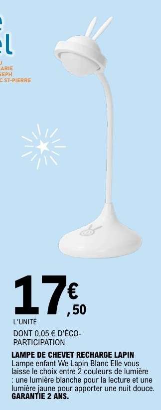 LAMPE DE CHEVET RECHARGE LAPIN