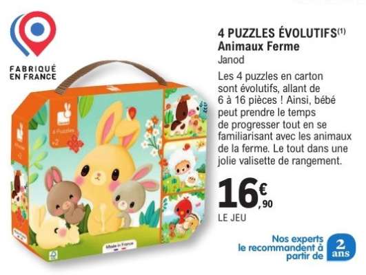 4 PUZZLES ÉVOLUTIFS Animaux Ferme