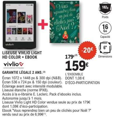 Liseuse Vivlio Light HD Color + Ebook