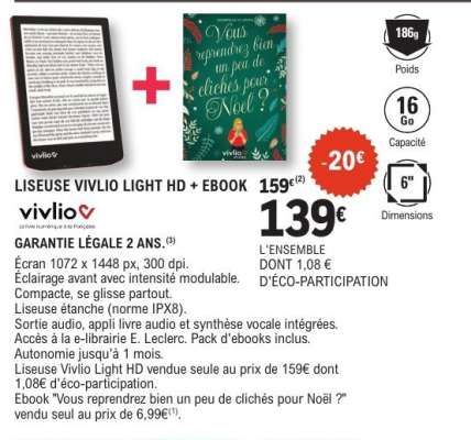 LISEUSE VIVLIO LIGHT HD + EBOOK