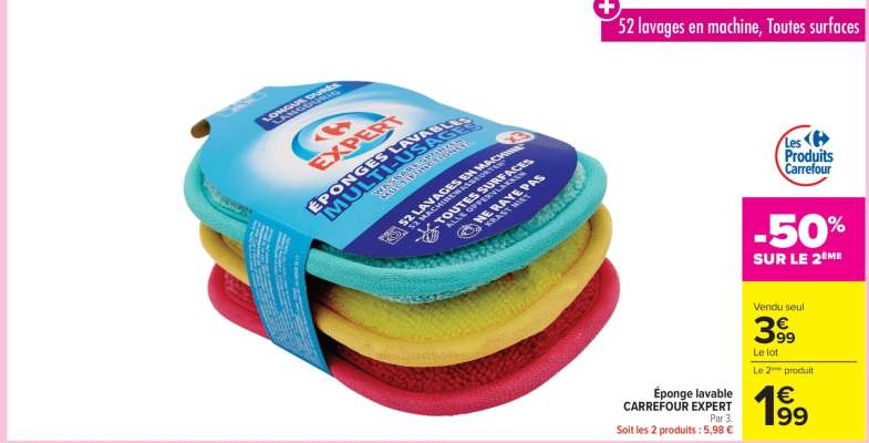 Éponge lavable CARREFOUR EXPERT