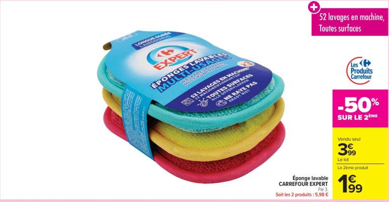 Éponge lavable CARREFOUR EXPERT