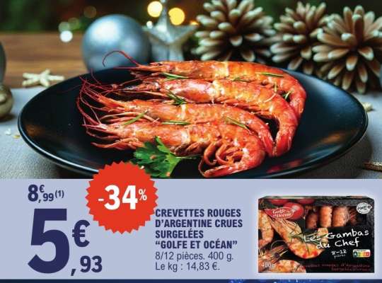 CREVETTES ROUGES D’ARGENTINE CRUES SURGELÉES “GOLFE ET OCÉAN”