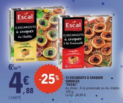 12 ESCARGOTS* À CROQUER SURGELÉS “ESCAL”