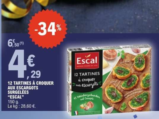 12 TARTINES À CROQUER AUX ESCARGOTS SURGELÉES "ESCAL"