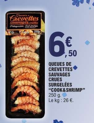 QUEUES DE CREVETTES SAUVAGES CRUES SURGELÉES “COOK&SHRIMP”