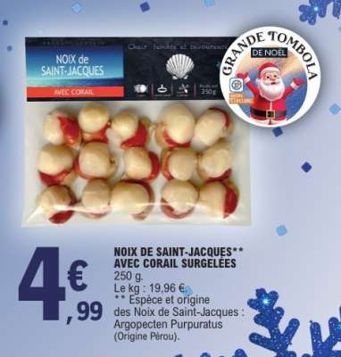 NOIX DE SAINT JACQUES AVEC CORAIL SURGELÉES