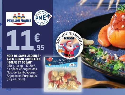 NOIX DE SAINT-JACQUES AVEC CORAIL SURGELEES "GOLFE ET OCEAN"