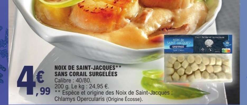 NOIX DE SAINT-JACQUES** SANS CORAIL SURGELÉES