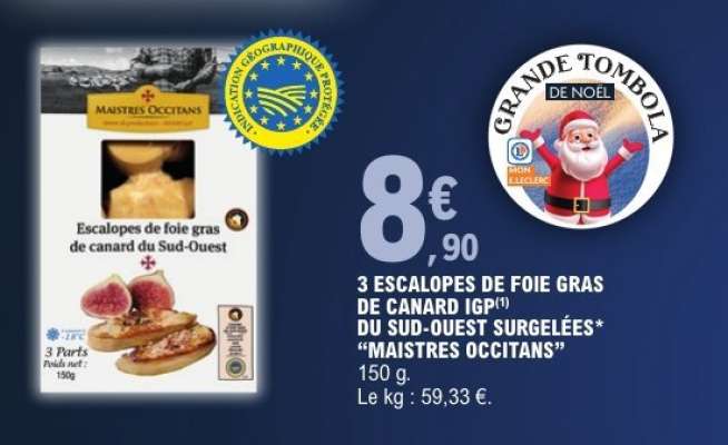 3 ESCALOPES DE FOIE GRAS DE CANARD IGP DU SUD-OUEST SURGELÉES “MAISTRES OCCITANS”