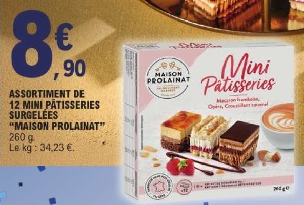 Assortiment de 12 Mini Pâtisseries Surgelées 'Maison Prolainat'