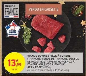 Viande bovine : pièce à fondue