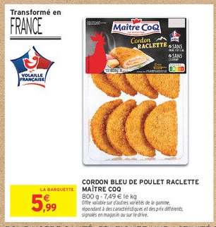 CORDON BLEU DE POULET RACLETTE MAÎTRE COQ