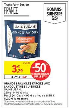 GRANDES RAVIOLES FARCIÈS AUX LANGOUSTINES CUISINÉES SAINT JEAN