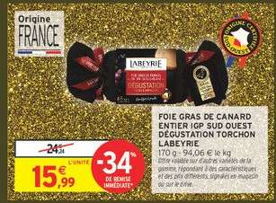 FOIE GRAS DE CANARD ENTIER IGP SUD OUEST DÉGUSTATION TORCHON LABEYRIE