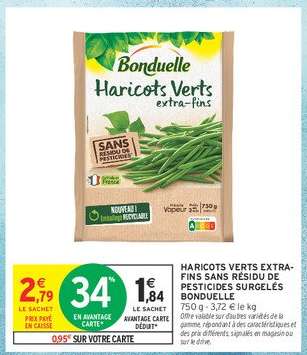 HARICOTS VERTS EXTRA-FINS SANS RÉSIDU DE PESTICIDES SURGELÉS BONDUELLE
