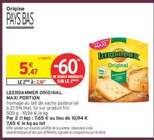 LEERDAMMER  ORIGINAL MAXI PORTION