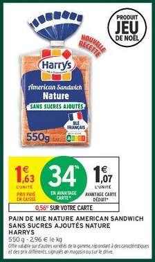 PAIN DE MIE NATURE AMERICAN SANDWICH SANS SUCRES AJOUTÉS NATURE HARRYS