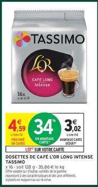 Dosettes de Café L'OR Long Intense Tassimo