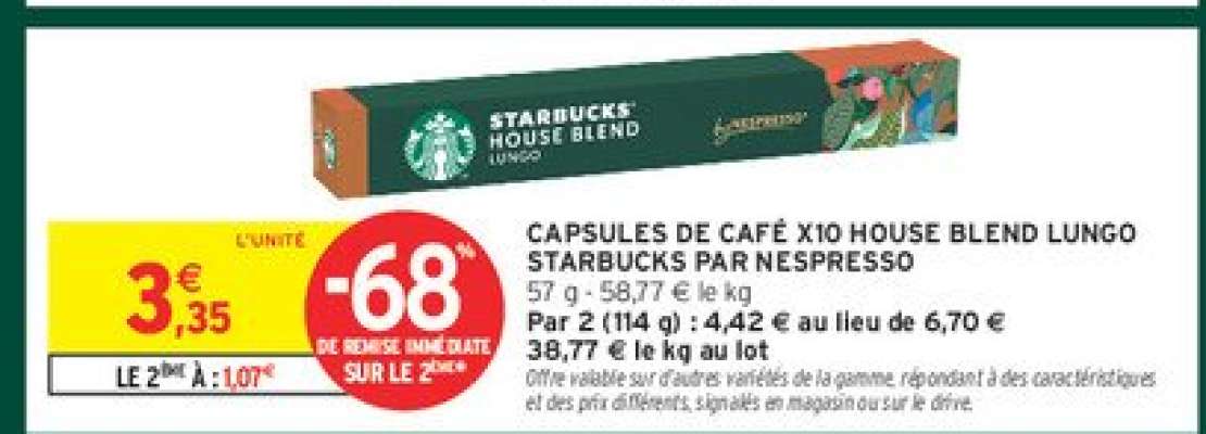 CAPSULES DE CAFÉ X10 HOUSE BLEND LUNGO STARBUCKS PAR NESPRESSO