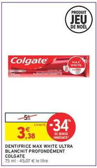 DENTIFRICE MAX WHITE ULTRA BLANCHIT PROFONDÉMENT COLGATE